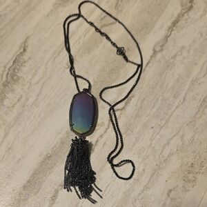Kendra Scott Rayne Long Pendant Necklace With Iridescent Stone